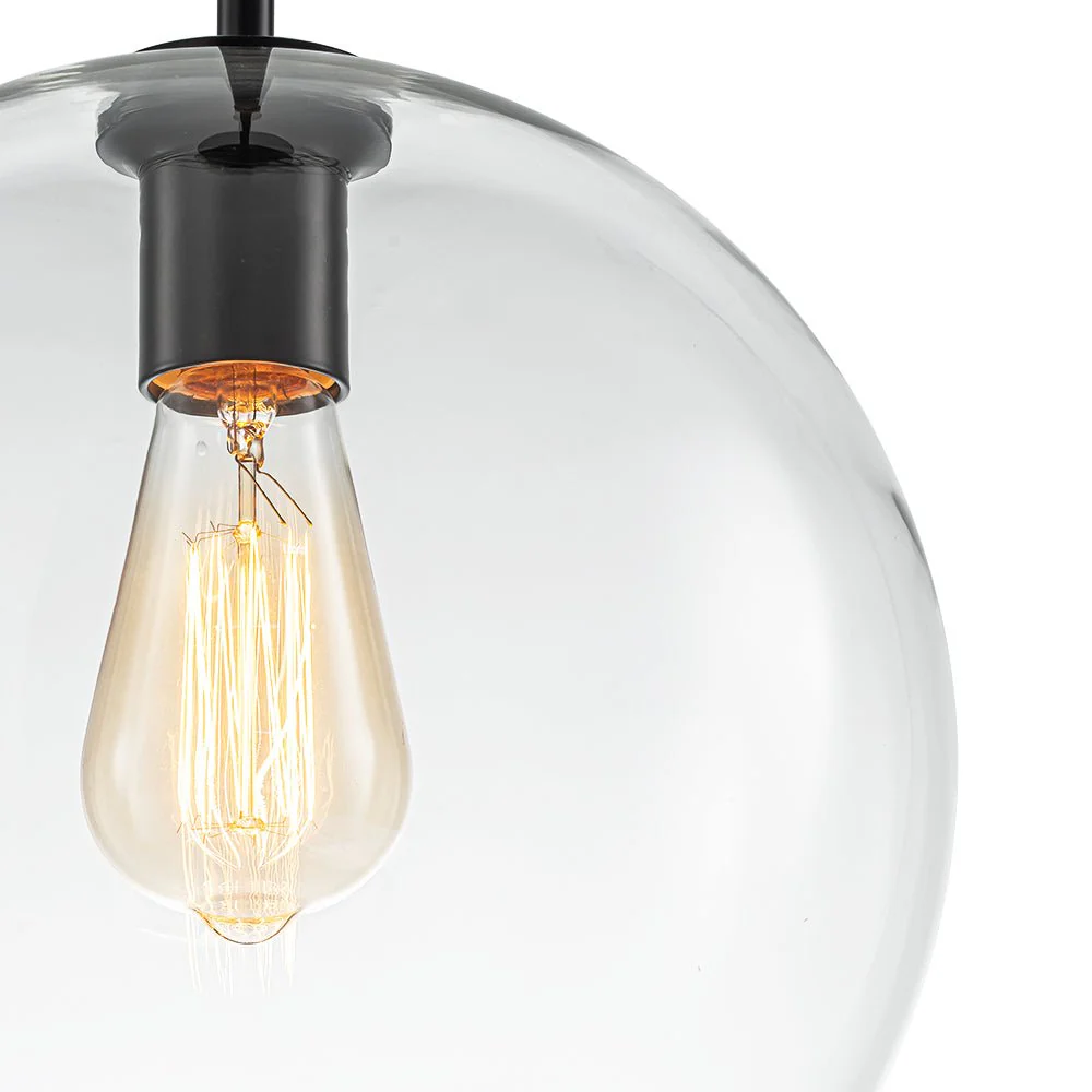 Simple Mid-Century 1-Light Clear Glass Globe Pendant Light - Image 10