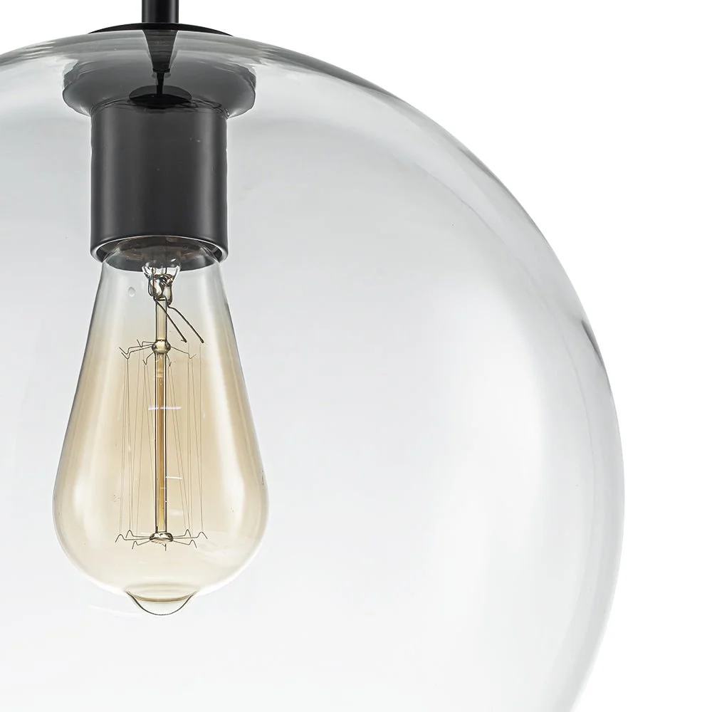 Simple Mid-Century 1-Light Clear Glass Globe Pendant Light - Image 11