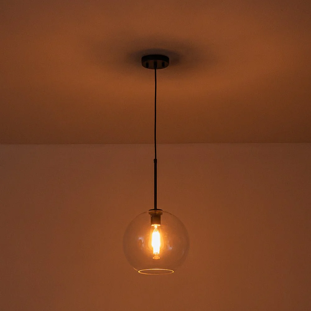 Simple Mid-Century 1-Light Clear Glass Globe Pendant Light - Image 13