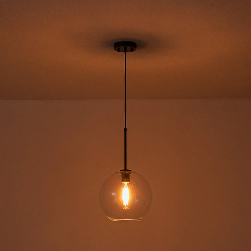Simple Mid-Century 1-Light Clear Glass Globe Pendant Light - Image 14