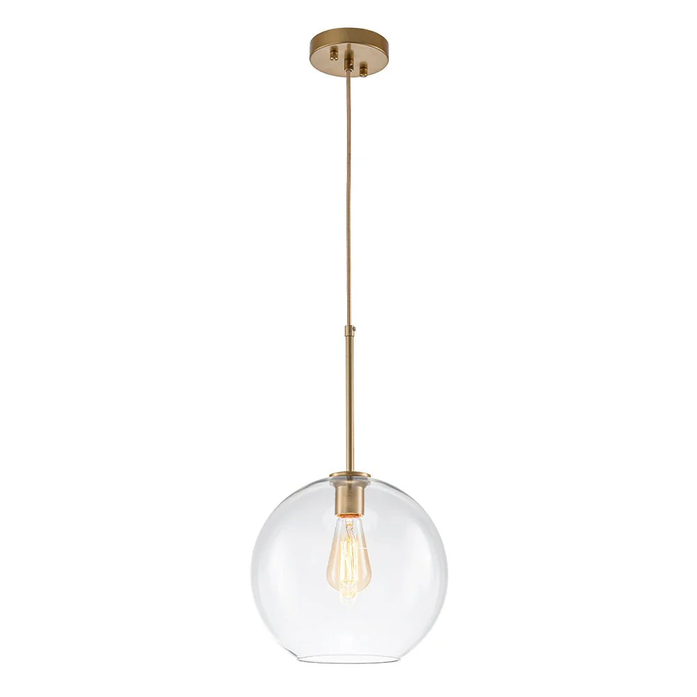 Simple Mid-Century 1-Light Clear Glass Globe Pendant Light - Image 15