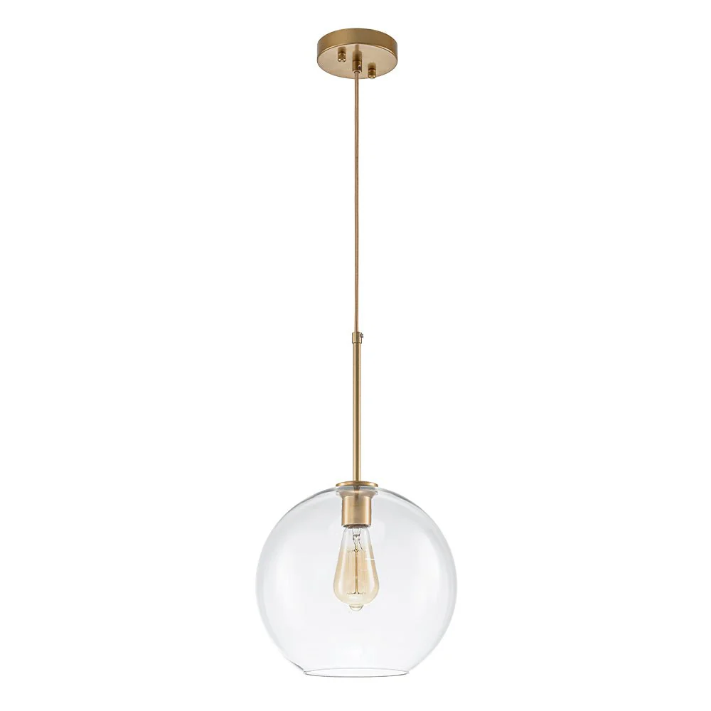 Simple Mid-Century 1-Light Clear Glass Globe Pendant Light - Image 16