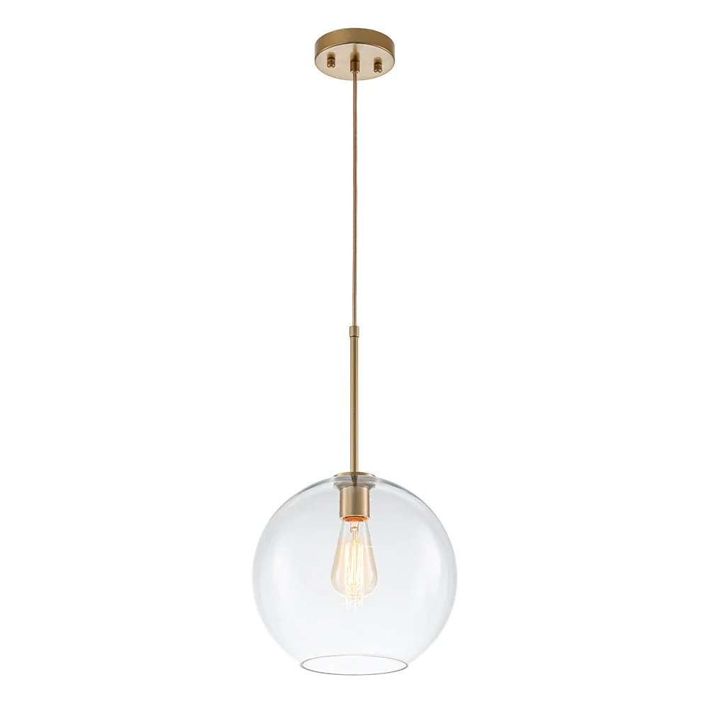Simple Mid-Century 1-Light Clear Glass Globe Pendant Light - Image 19