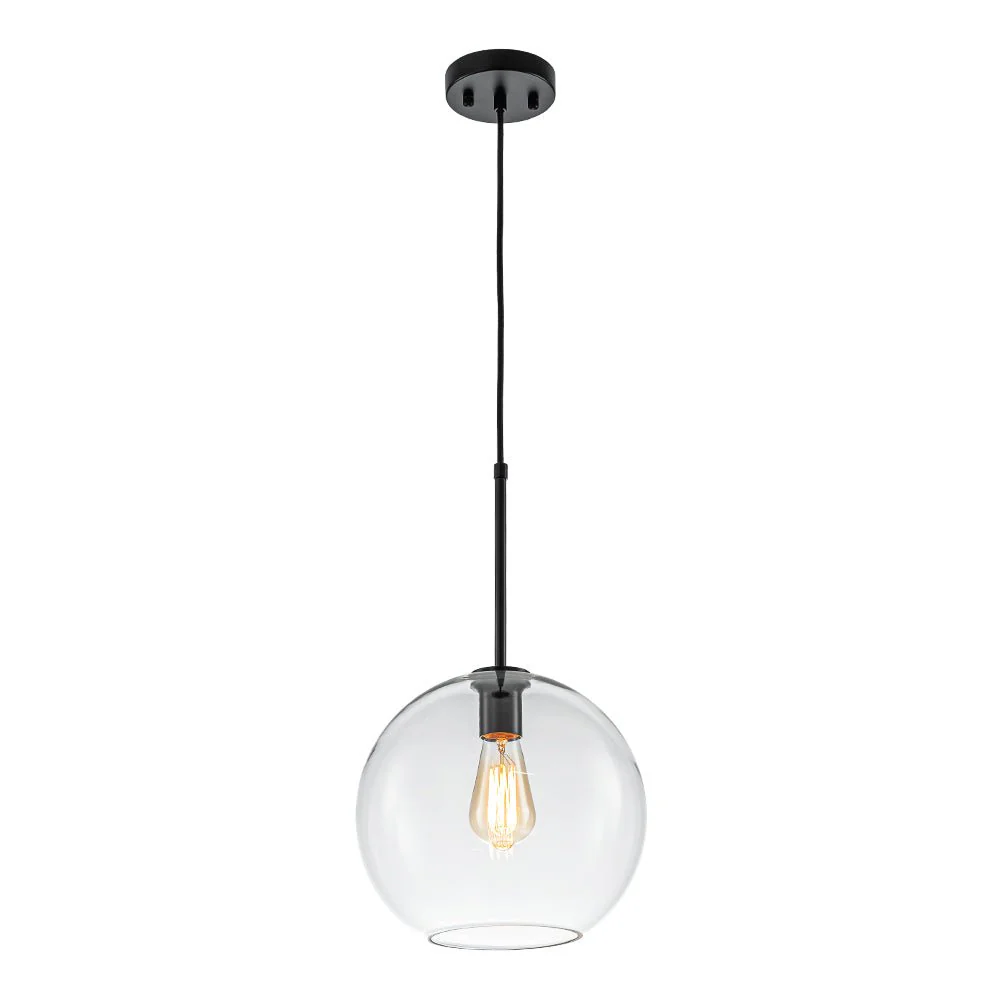 Simple Mid-Century 1-Light Clear Glass Globe Pendant Light - Image 2