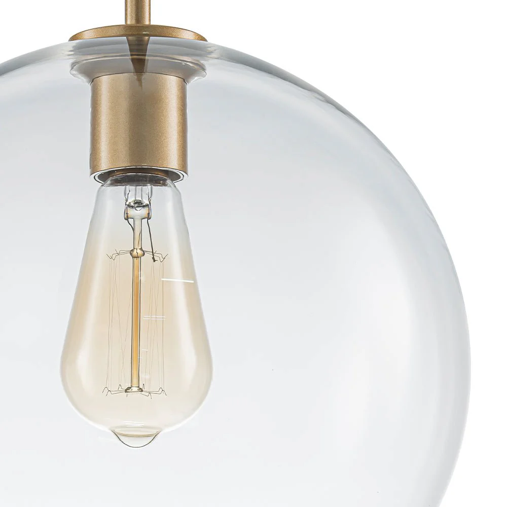 Simple Mid-Century 1-Light Clear Glass Globe Pendant Light - Image 22