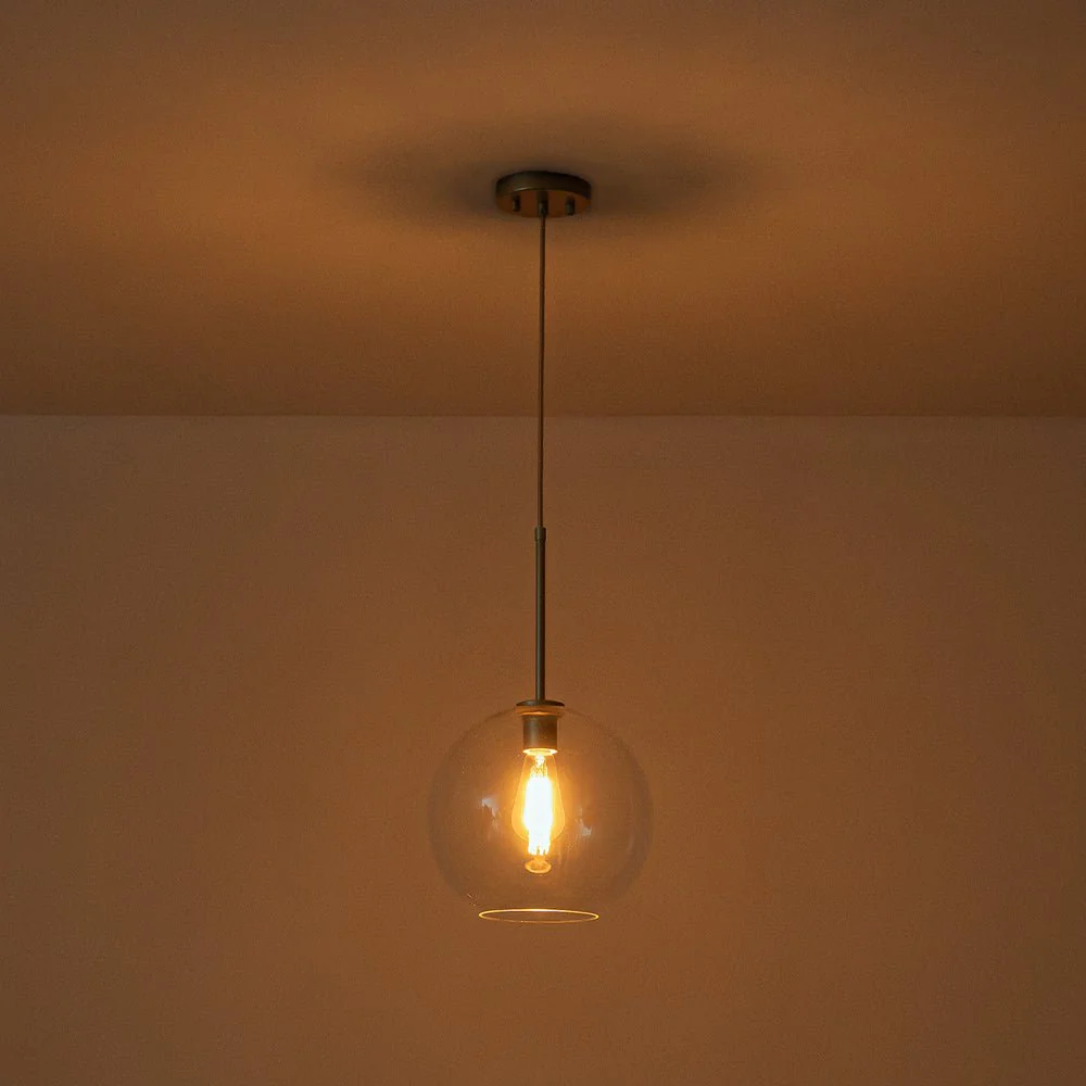 Simple Mid-Century 1-Light Clear Glass Globe Pendant Light - Image 25