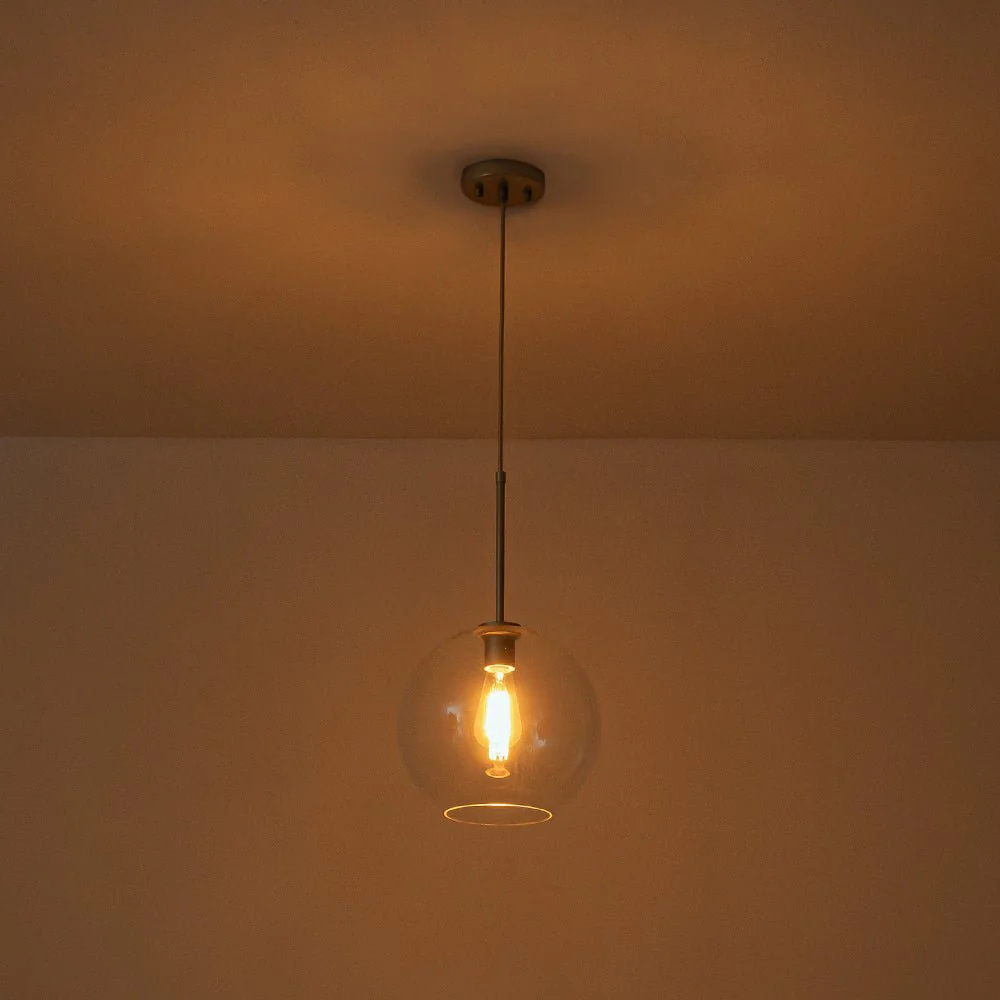 Simple Mid-Century 1-Light Clear Glass Globe Pendant Light - Image 26