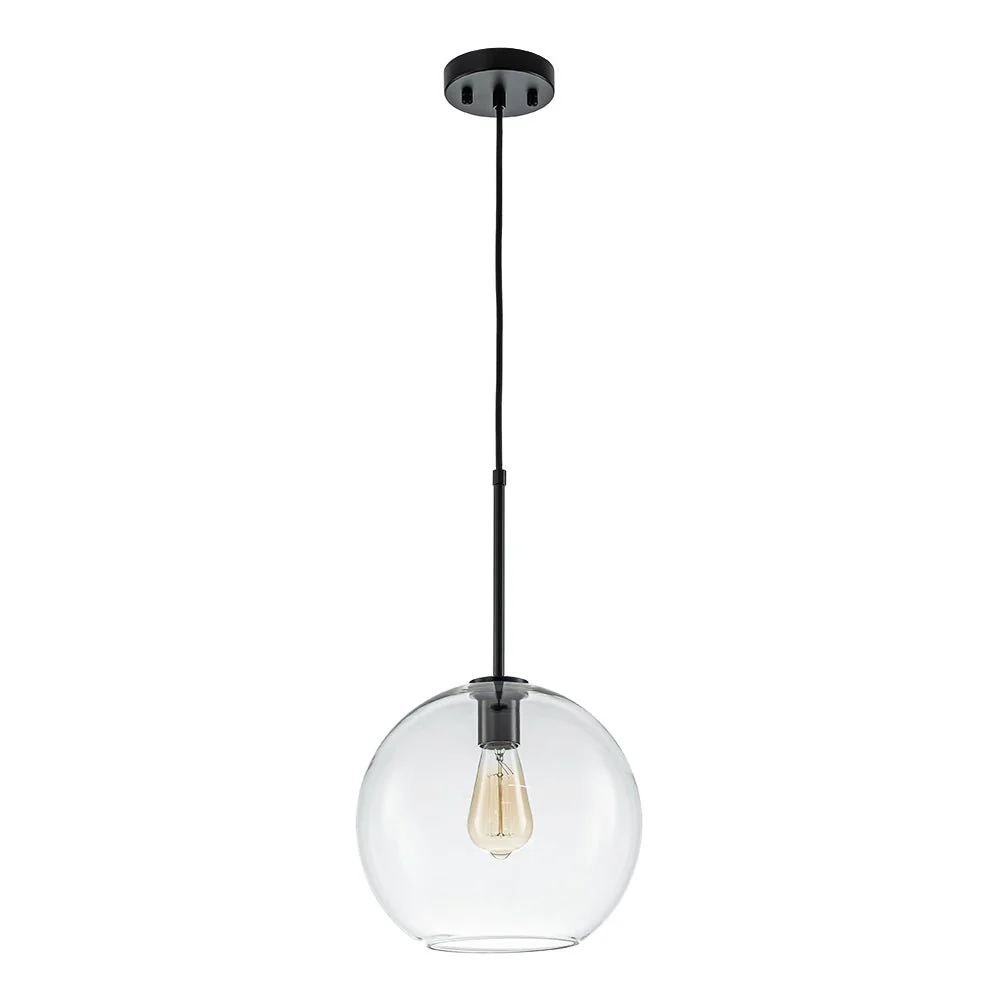 Simple Mid-Century 1-Light Clear Glass Globe Pendant Light - Image 5