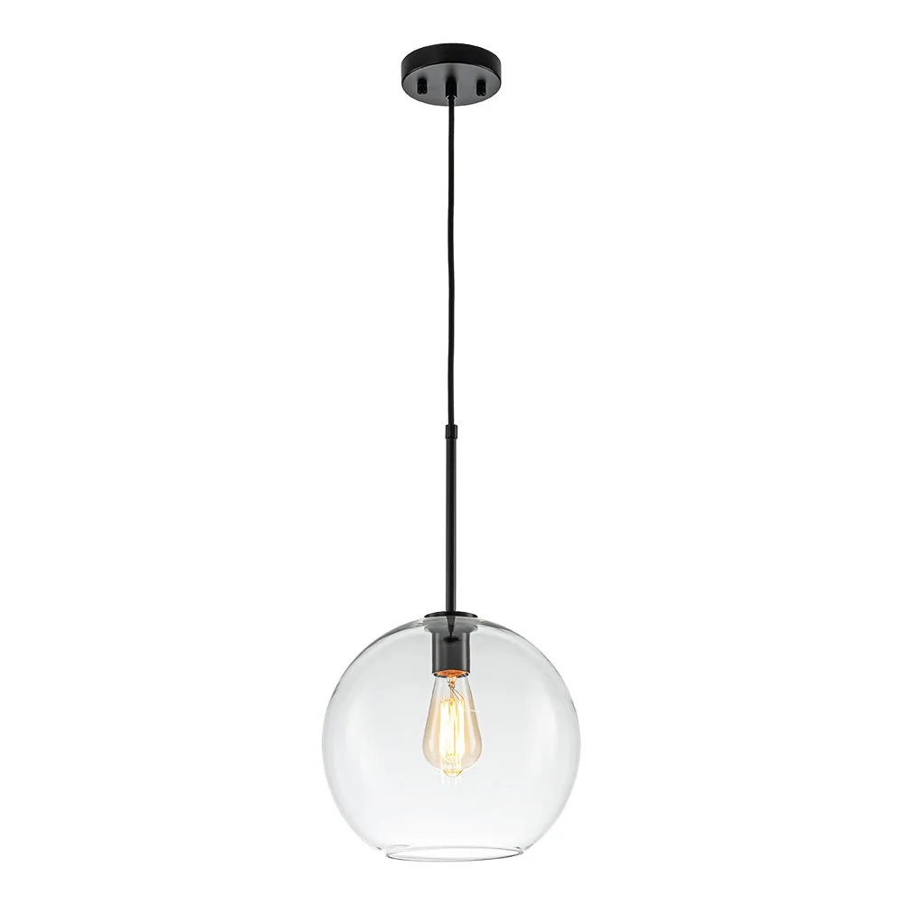 Simple Mid-Century 1-Light Clear Glass Globe Pendant Light - Image 6