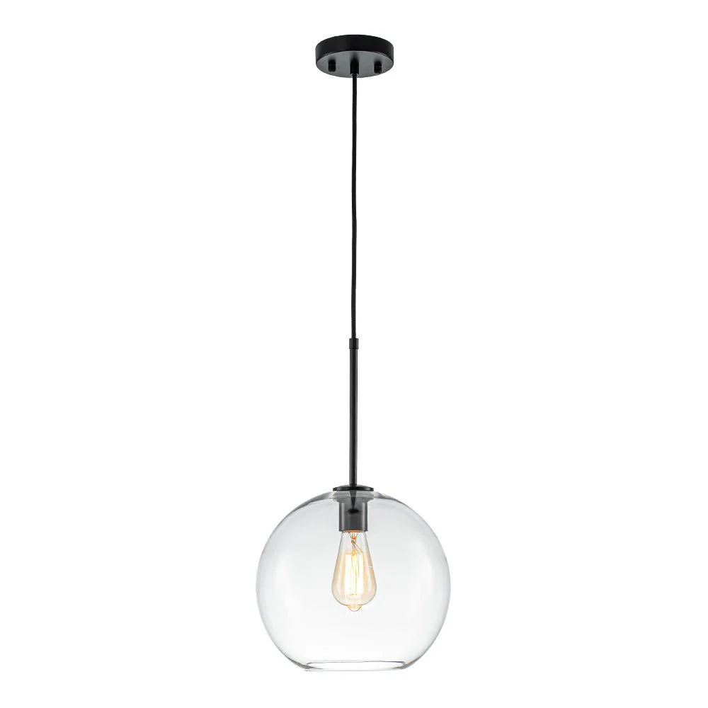 Simple Mid-Century 1-Light Clear Glass Globe Pendant Light - Image 7