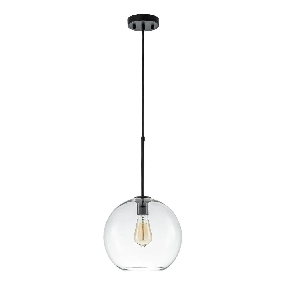 Simple Mid-Century 1-Light Clear Glass Globe Pendant Light - Image 8