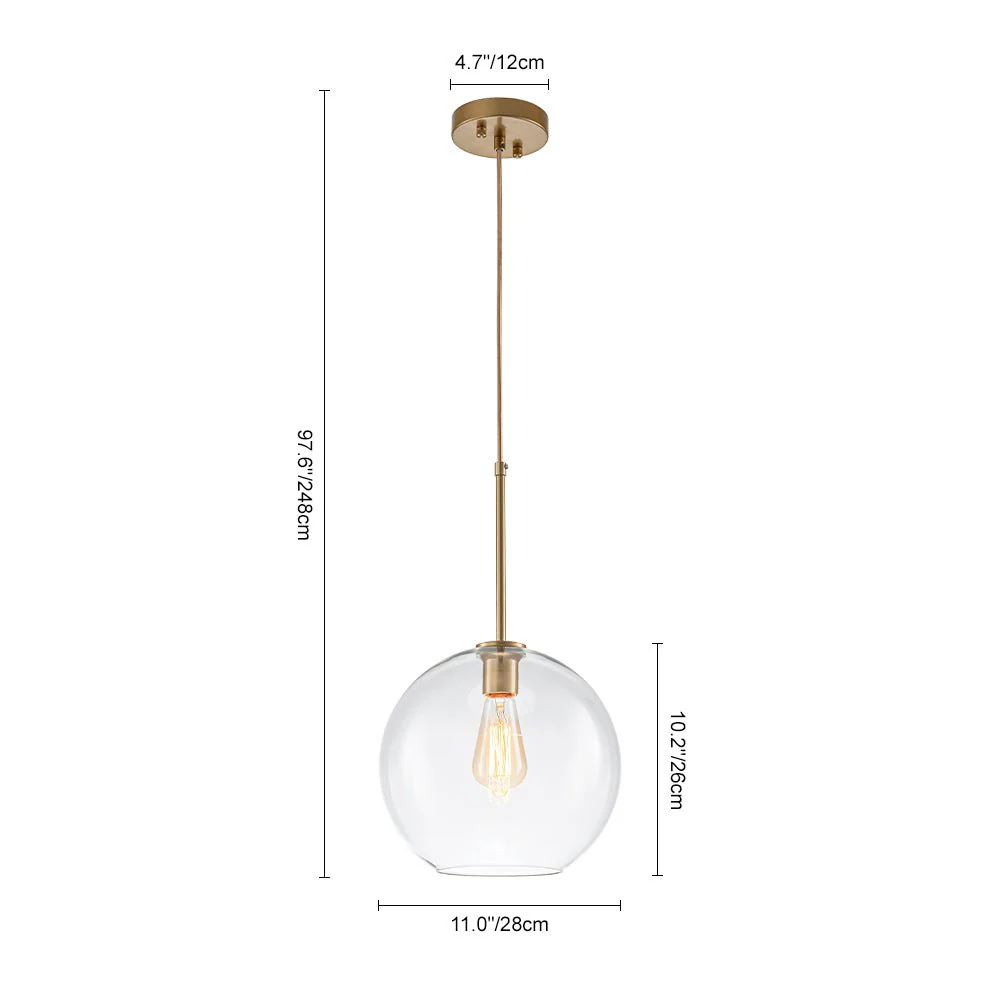 Simple Mid-Century 1-Light Clear Glass Globe Pendant Light - Image 9