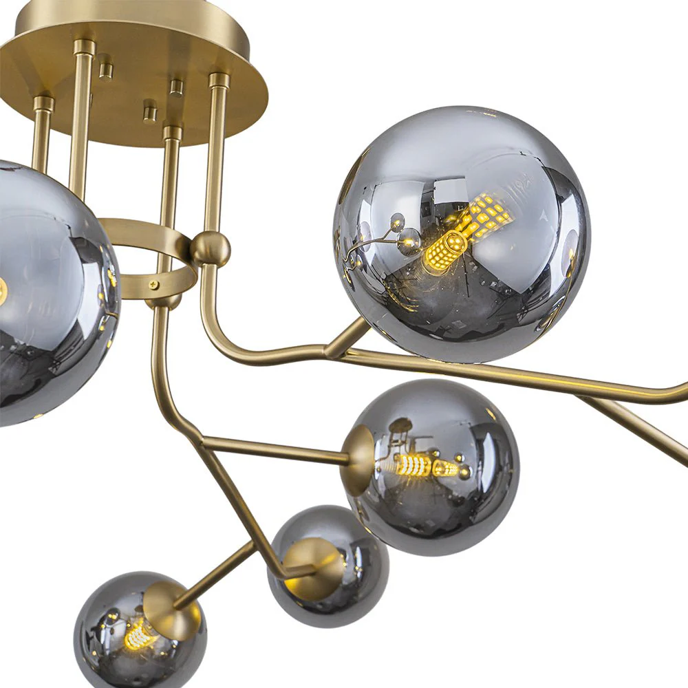 Smoked Glass Bubble Branch Sputnik Semi Flush Chandelier - Image 10