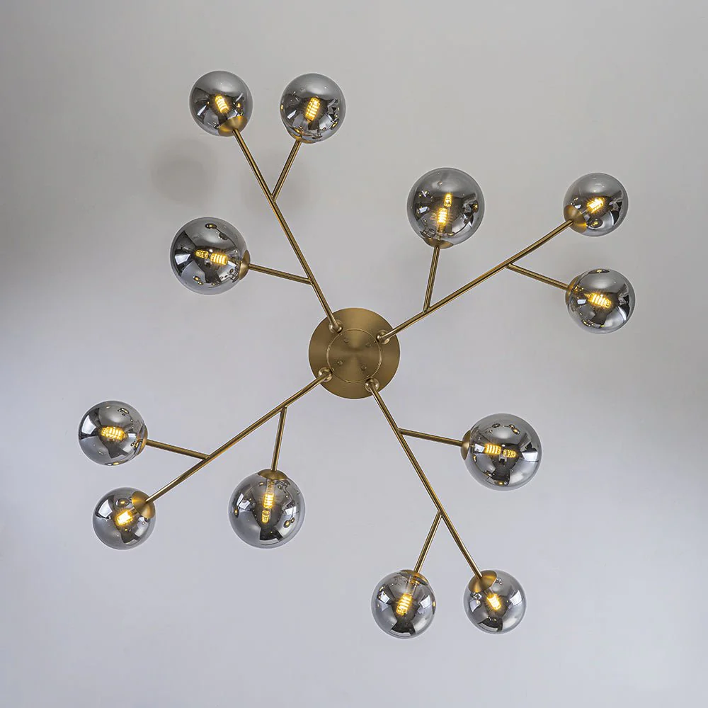 Smoked Glass Bubble Branch Sputnik Semi Flush Chandelier - Image 13