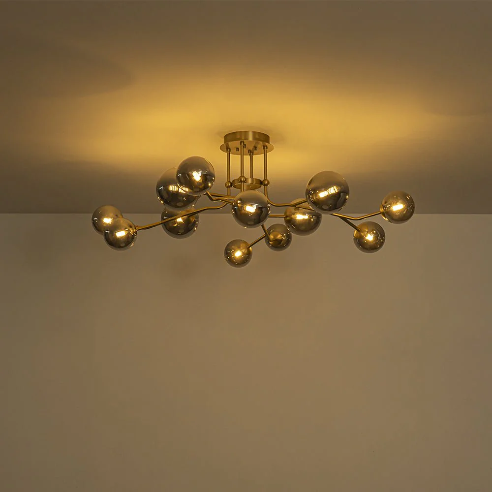Smoked Glass Bubble Branch Sputnik Semi Flush Chandelier - Image 14