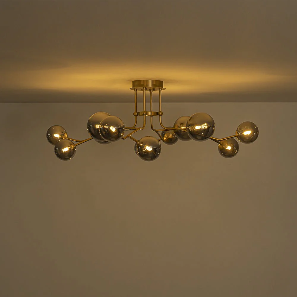 Smoked Glass Bubble Branch Sputnik Semi Flush Chandelier - Image 15