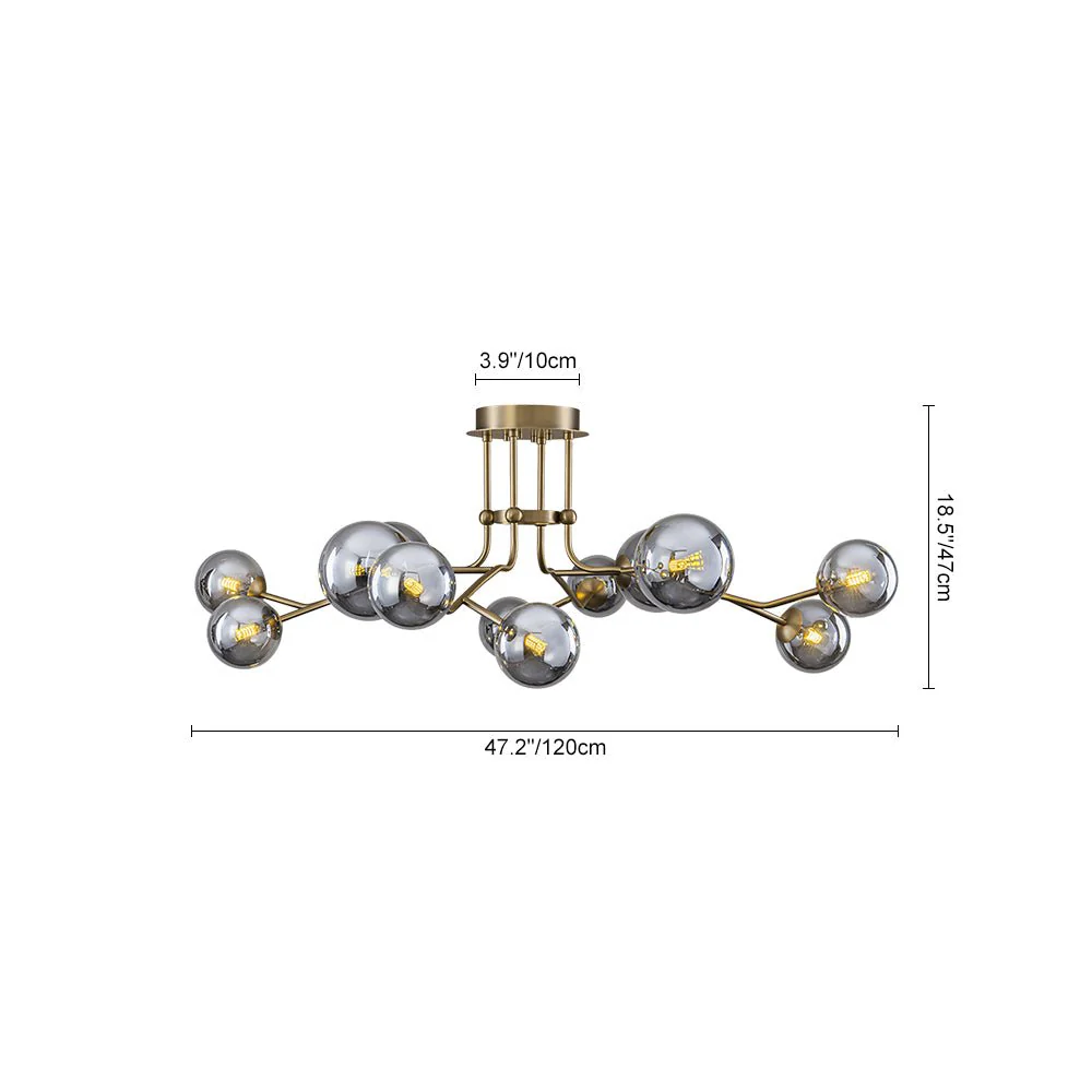 Smoked Glass Bubble Branch Sputnik Semi Flush Chandelier - Image 16