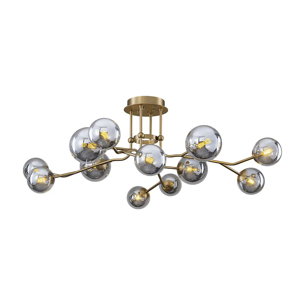 Smoked Glass Bubble Branch Sputnik Semi Flush Chandelier - Image 3