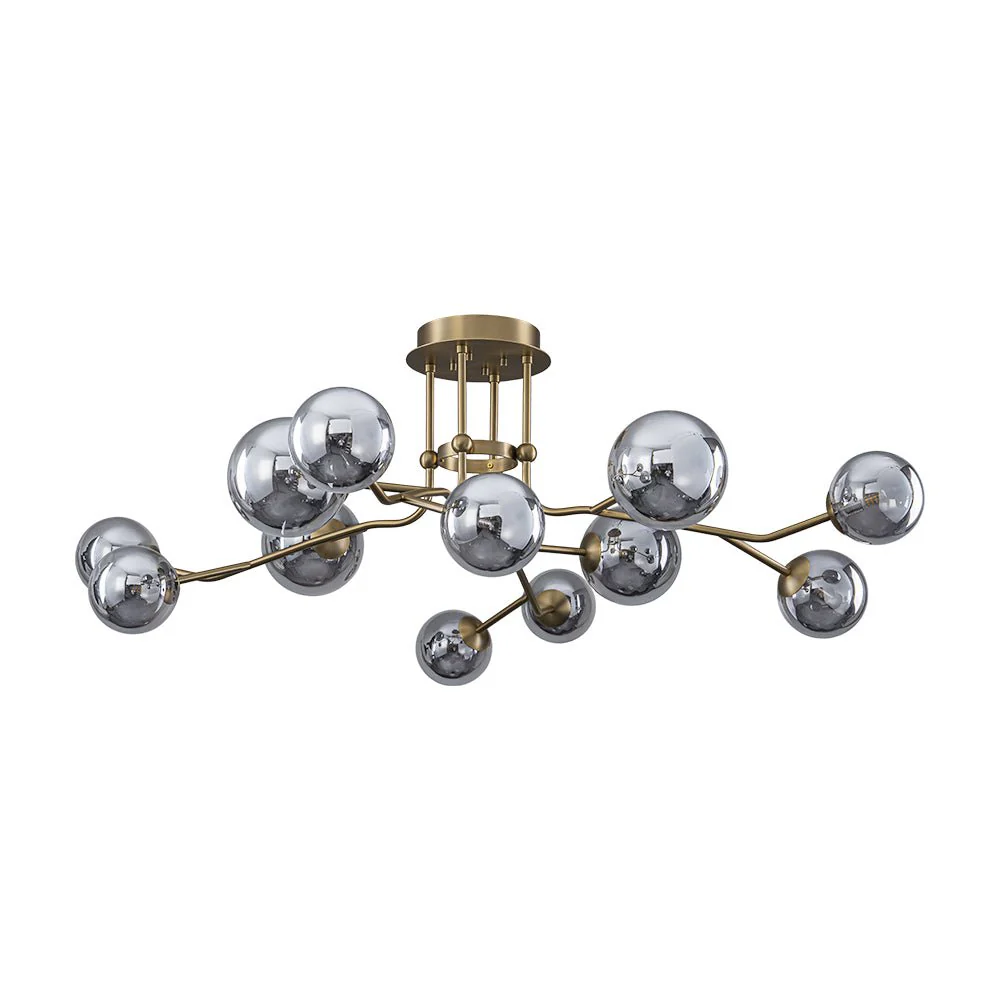 Smoked Glass Bubble Branch Sputnik Semi Flush Chandelier - Image 4