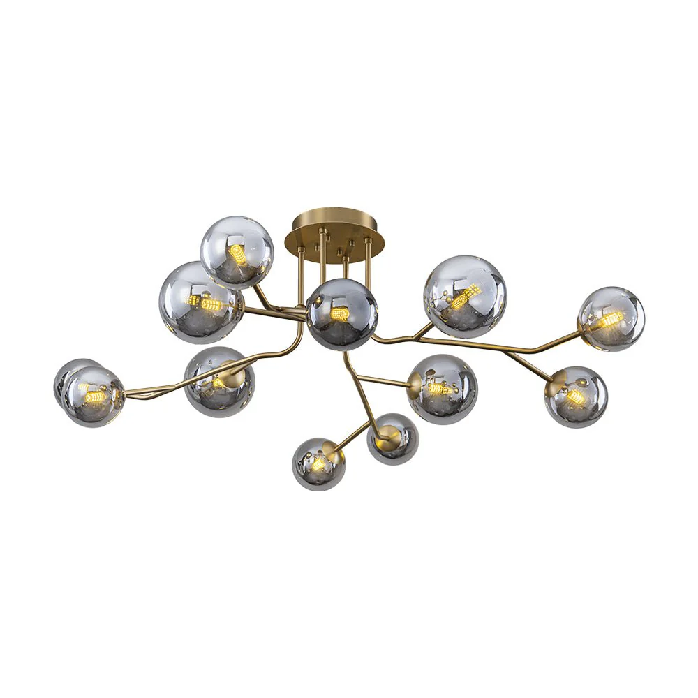 Smoked Glass Bubble Branch Sputnik Semi Flush Chandelier - Image 5