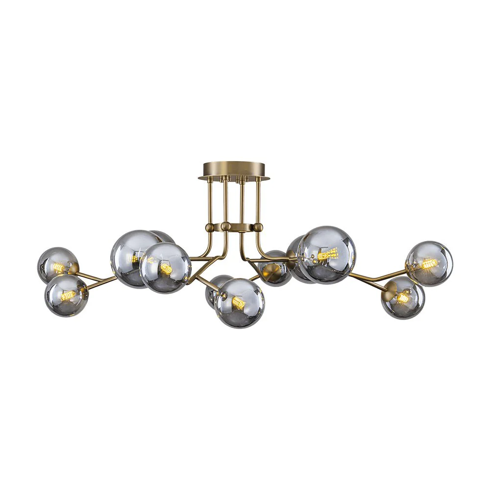 Smoked Glass Bubble Branch Sputnik Semi Flush Chandelier - Image 6