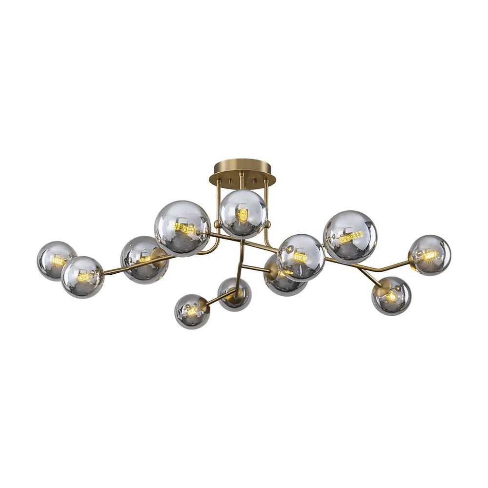 Smoked Glass Bubble Branch Sputnik Semi Flush Chandelier - Image 7