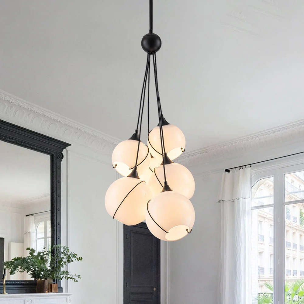 Statement Shine Opal Glass Globe Cluster Chandelier - Image 2