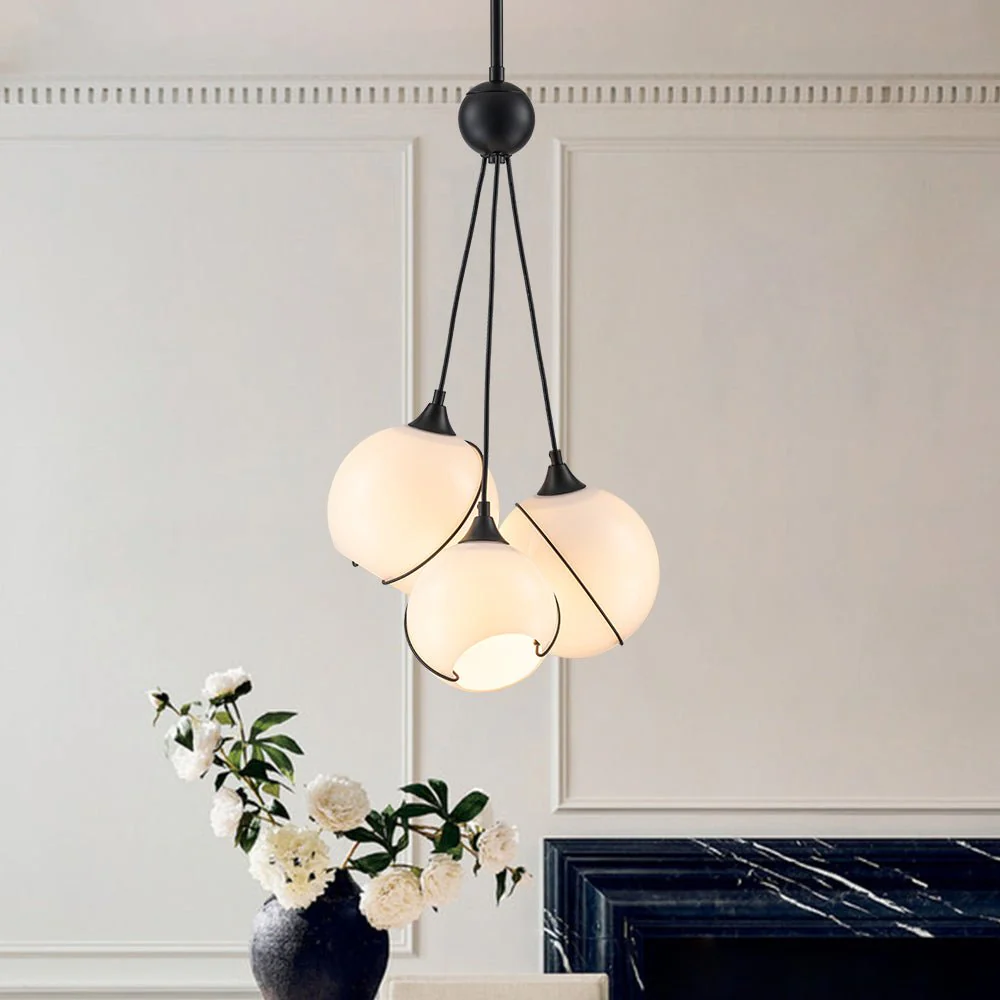 Statement Shine Opal Glass Globe Cluster Chandelier - Image 4