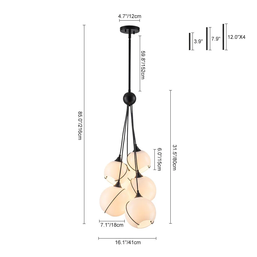 Statement Shine Opal Glass Globe Cluster Chandelier - Image 9