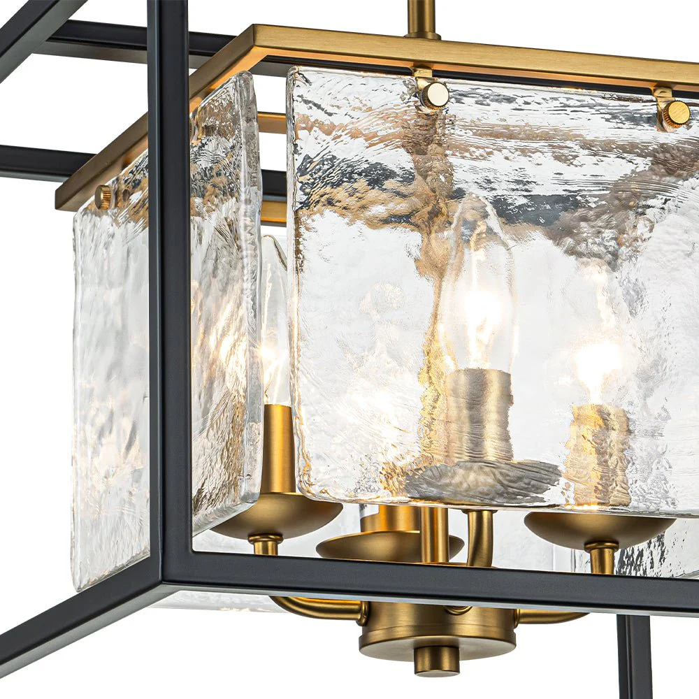 Textured Glass Candle Style Square Lantern Ceiling Light - Image 10