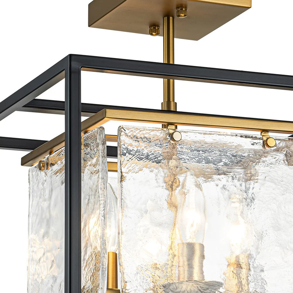 Textured Glass Candle Style Square Lantern Ceiling Light - Image 11