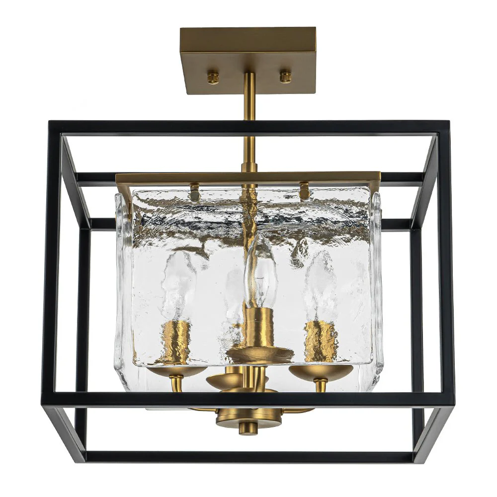 Textured Glass Candle Style Square Lantern Ceiling Light - Image 7
