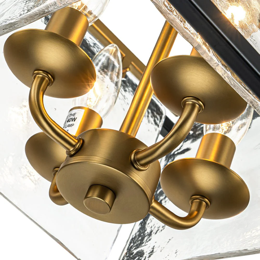 Textured Glass Candle Style Square Lantern Ceiling Light - Image 9