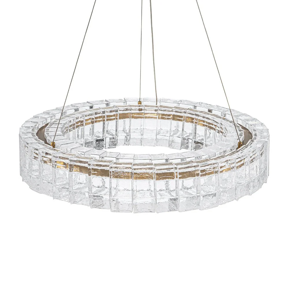 Textured Glass Icy Style Ring Dimmable LED Chandelier - Image 12