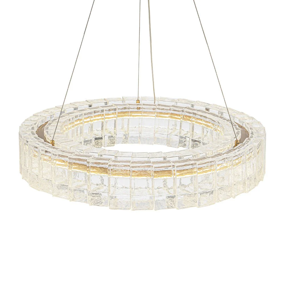 Textured Glass Icy Style Ring Dimmable LED Chandelier - Image 13