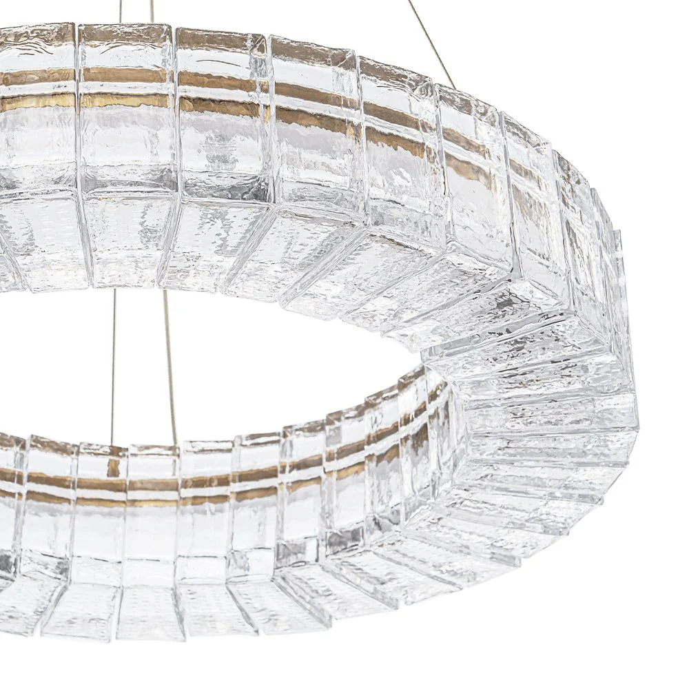 Textured Glass Icy Style Ring Dimmable LED Chandelier - Image 14