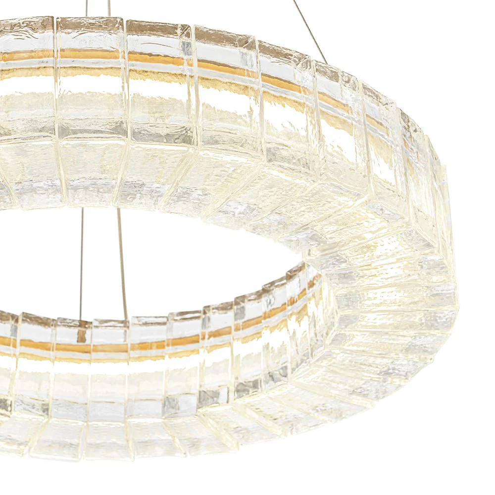 Textured Glass Icy Style Ring Dimmable LED Chandelier - Image 15