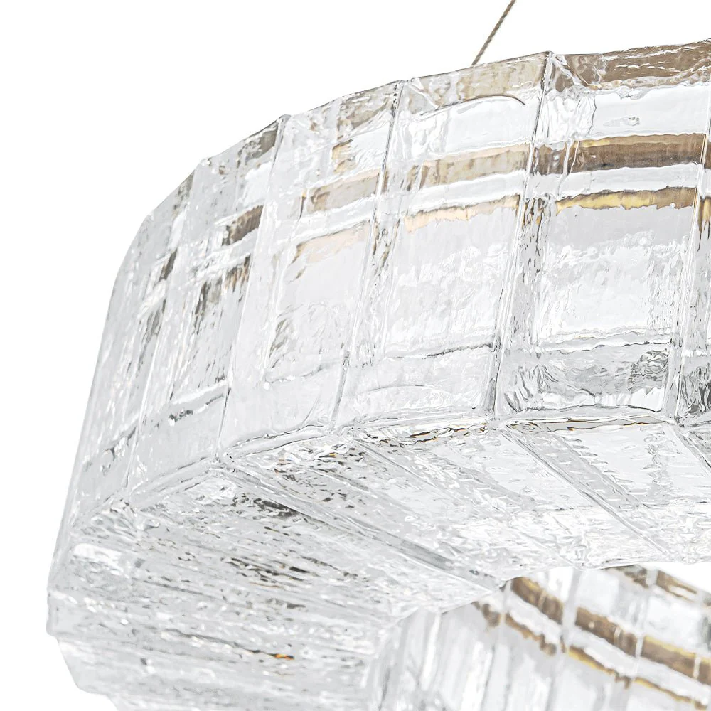 Textured Glass Icy Style Ring Dimmable LED Chandelier - Image 16
