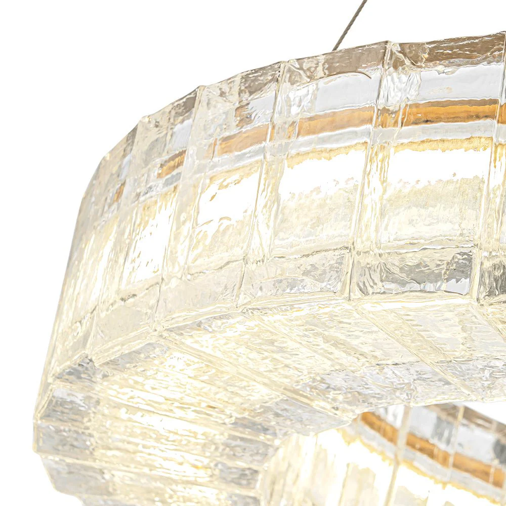 Textured Glass Icy Style Ring Dimmable LED Chandelier - Image 17