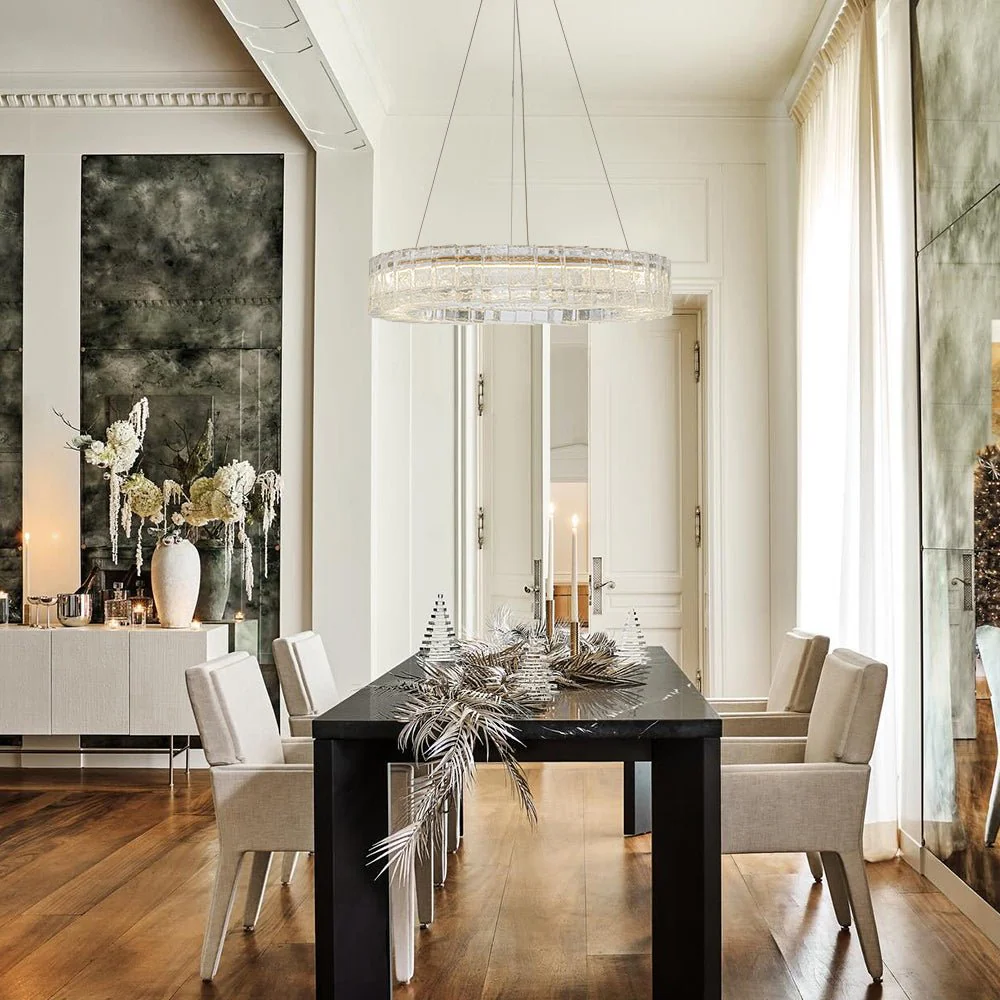 Textured Glass Icy Style Ring Dimmable LED Chandelier - Image 2