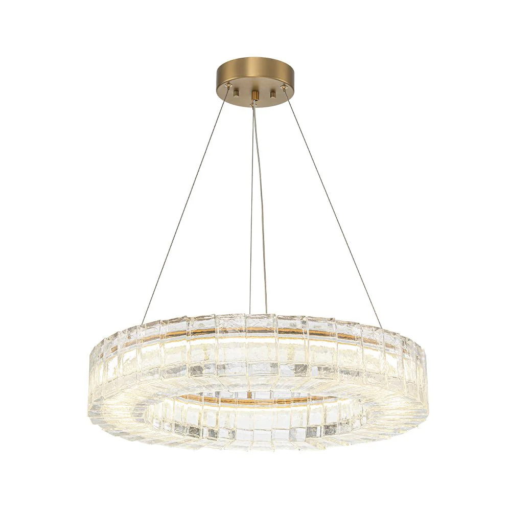 Textured Glass Icy Style Ring Dimmable LED Chandelier - Image 3