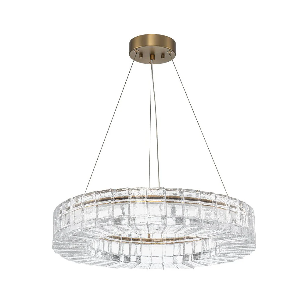 Textured Glass Icy Style Ring Dimmable LED Chandelier - Image 4