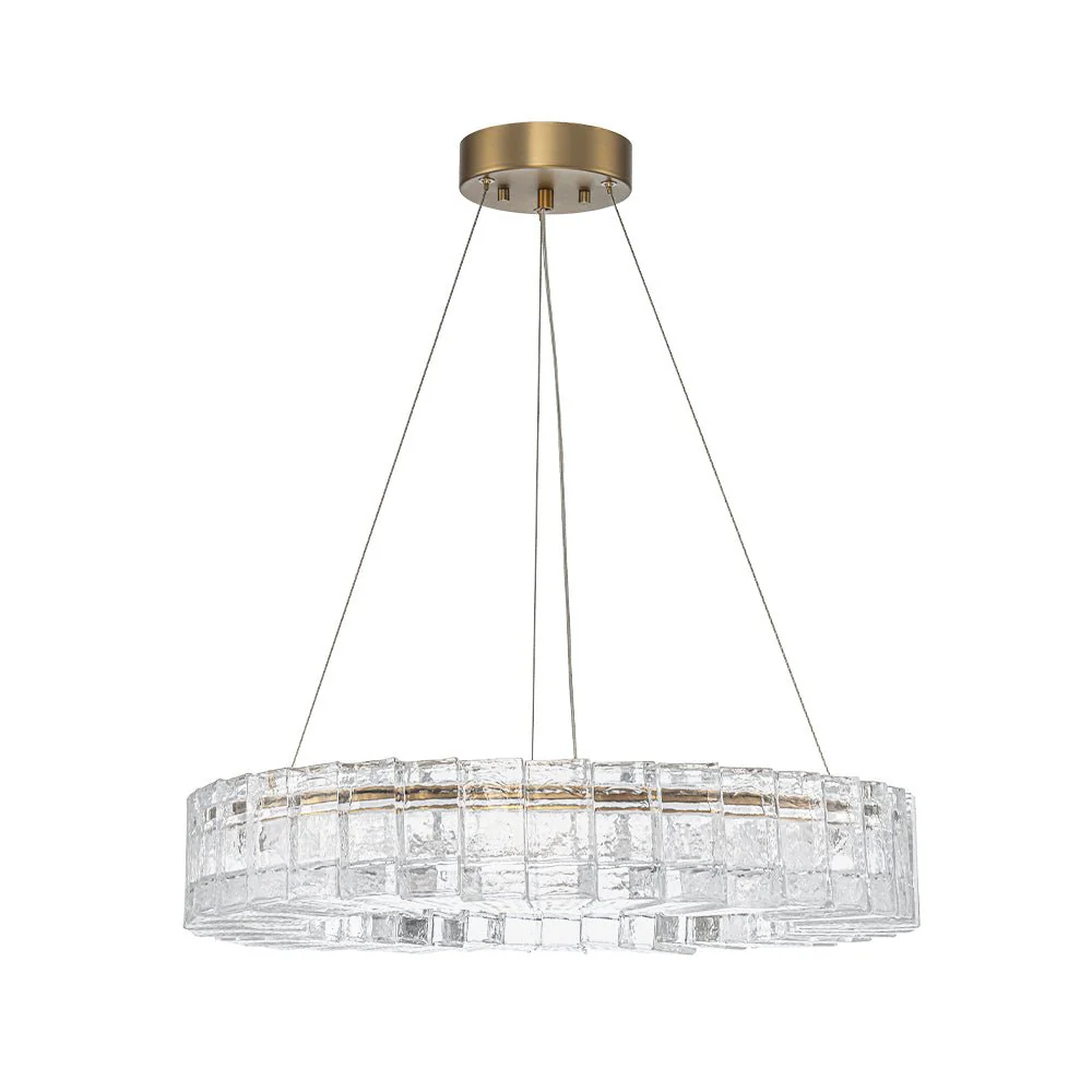 Textured Glass Icy Style Ring Dimmable LED Chandelier - Image 5