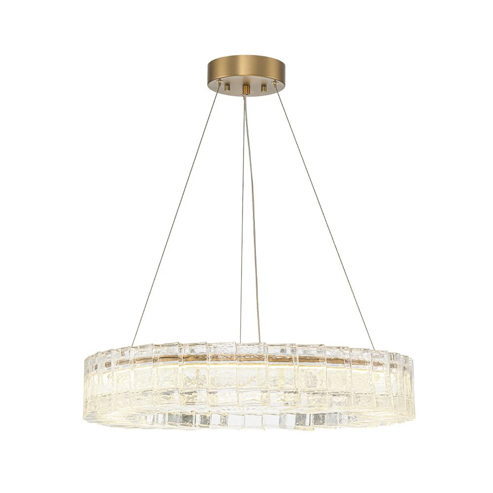 Textured Glass Icy Style Ring Dimmable LED Chandelier - Image 6