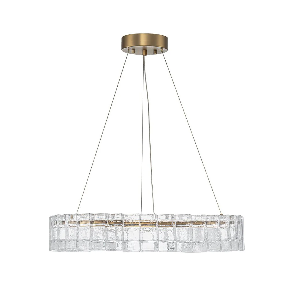 Textured Glass Icy Style Ring Dimmable LED Chandelier - Image 7