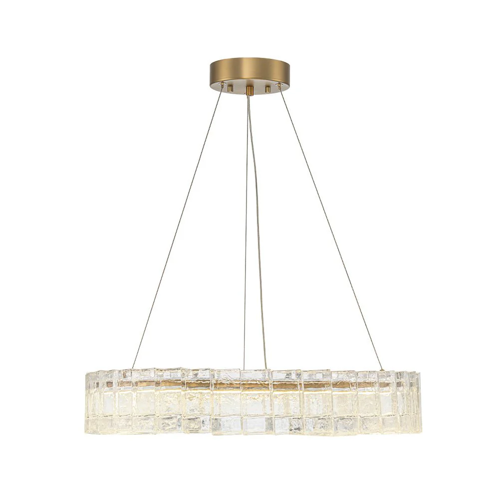 Textured Glass Icy Style Ring Dimmable LED Chandelier - Image 8