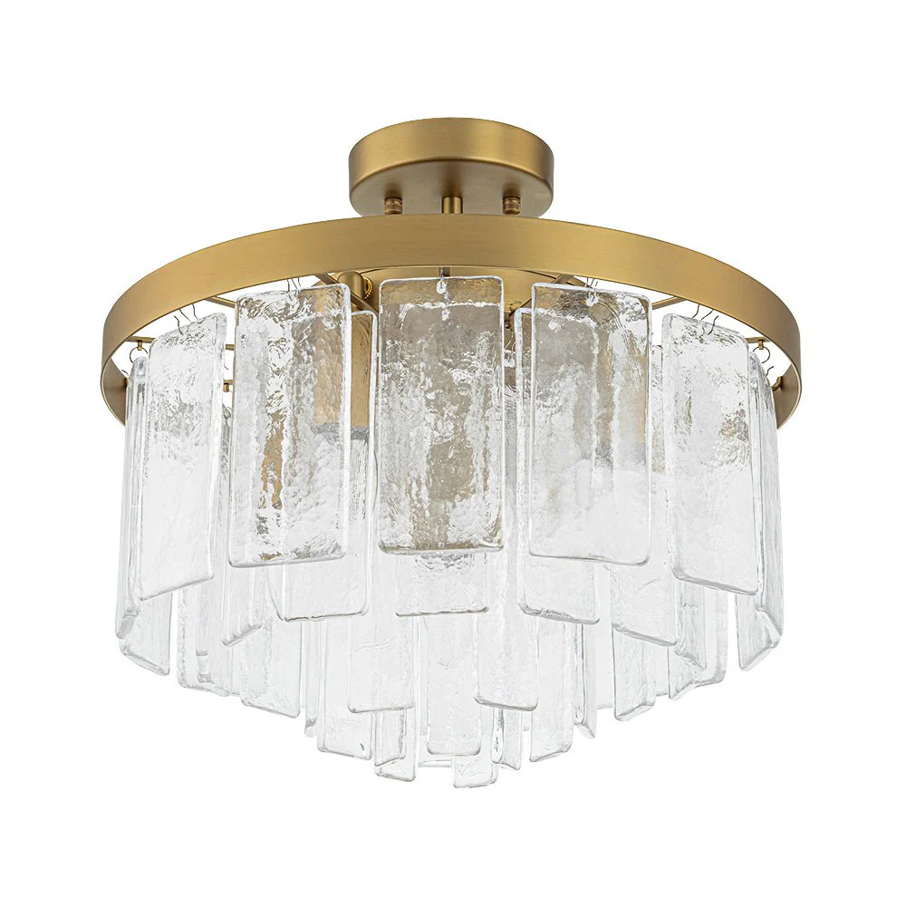 Tiered Hammered Water Glass Round Semi Flush Mount - Image 14