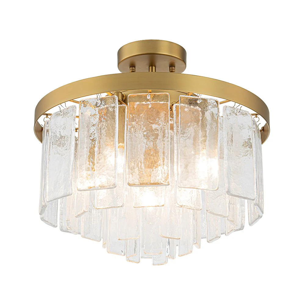 Tiered Hammered Water Glass Round Semi Flush Mount - Image 15