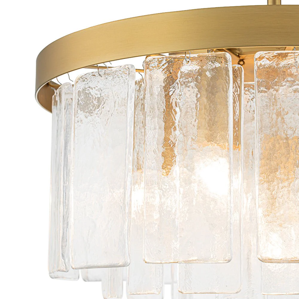 Tiered Hammered Water Glass Round Semi Flush Mount - Image 20