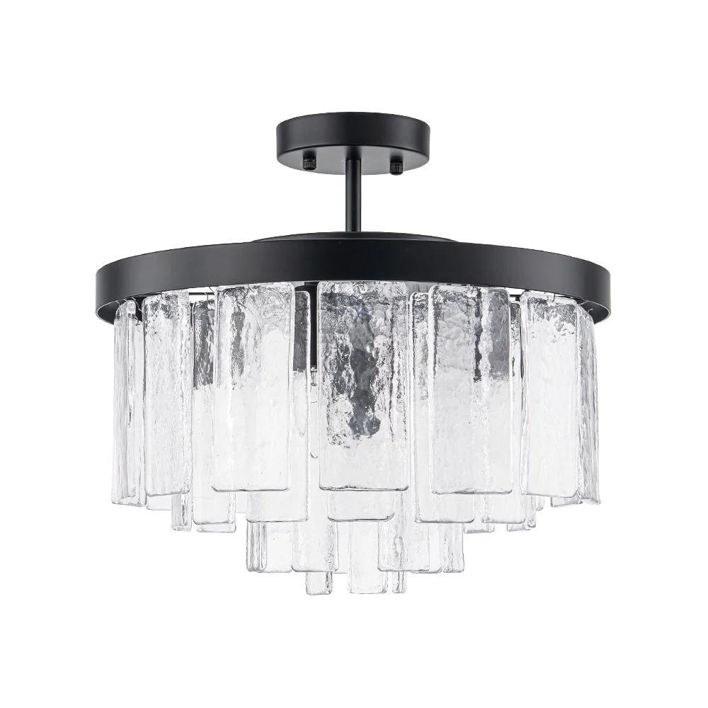 Tiered Hammered Water Glass Round Semi Flush Mount - Image 24